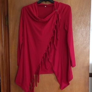 Asymmetrical tassle cardigan XL